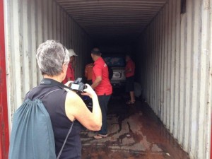 Cars being loaded into containers at Batam 6 