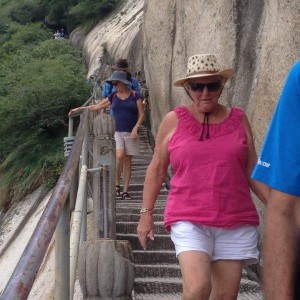 Lynn and Donna on Huashun Mountain Skywalk 2  