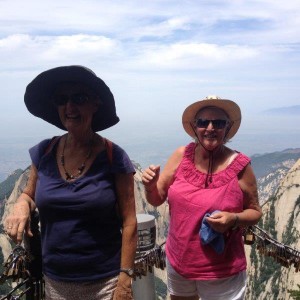 Lynn and Donna on Huashun Mountain Skywalk  